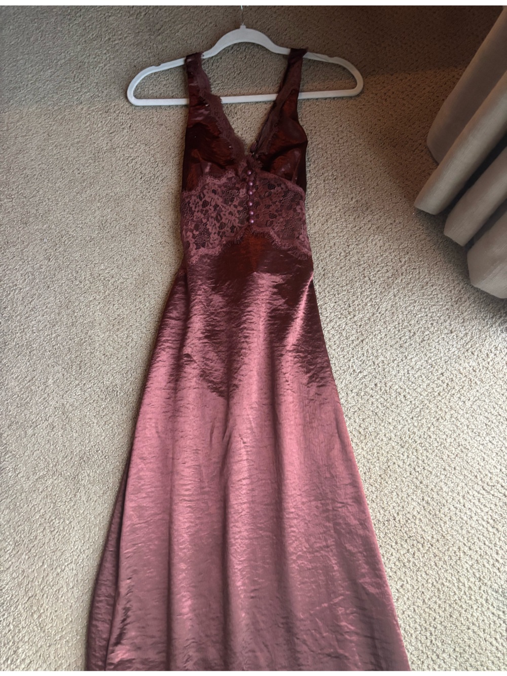 Hello Molly Rust Lace Trim Satin Maxi Dress - Picture 6 of 7